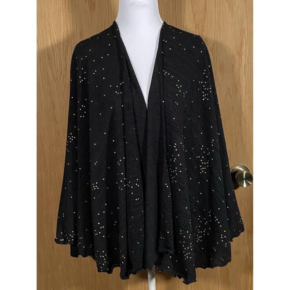 Women's Knit Wrap Shawl Blanket Scarf Black Gold Sparkly WhimsiGoth Cozy Gypsy